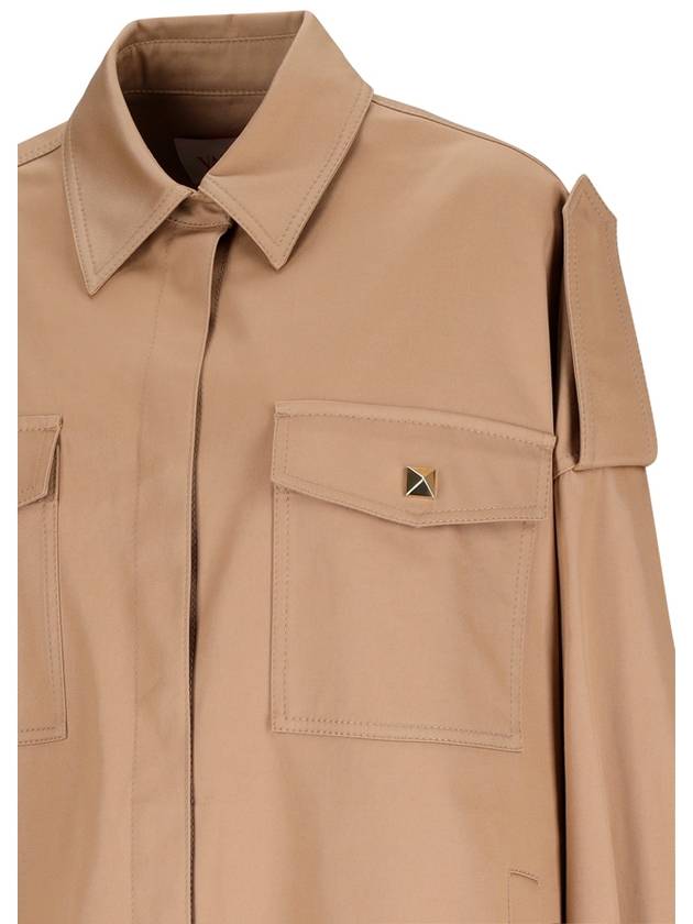 23 F W One Stud Overshirt in Stretch Cotton 3B3CIGR171M 0BG B0230963096 - VALENTINO - BALAAN 6