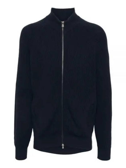 Ribbed Cotton Full-Zip Cardigan Navy - BRUNELLO CUCINELLI - BALAAN 2