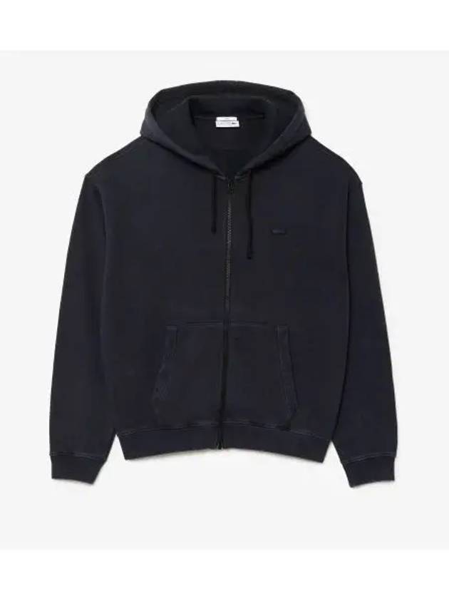 Garment Dying Zip-Up Hooded Jacket Black - LACOSTE - BALAAN 2