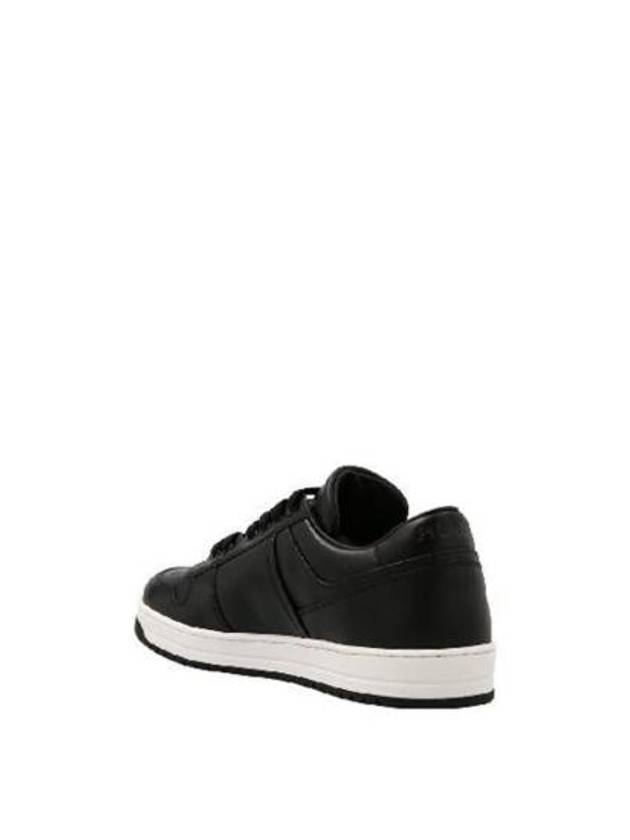 Downtown Triangle Logo Leather Low Top Sneakers Black - PRADA - BALAAN 3