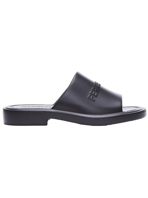 3D Logo Flat Slippers Black - SALVATORE FERRAGAMO - BALAAN 1