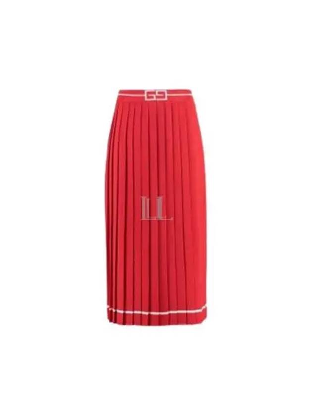 Wool Jacquard Pleated Skirt Red - GUCCI - BALAAN 2