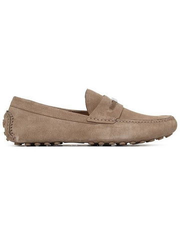 Salvatore Penny Suede Loafers Beige - SALVATORE FERRAGAMO - BALAAN.