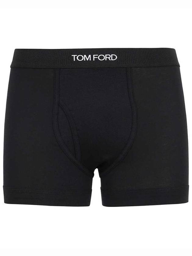 Men's Black Band Cotton Boxer Briefs Black 2 Pack - TOM FORD - BALAAN 1