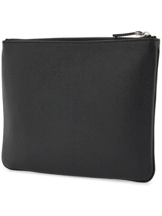 black leather minimalist pouch with zip - VALENTINO - BALAAN 2