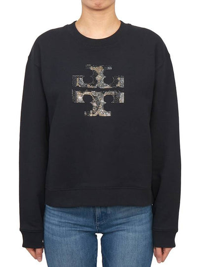 Embroidered Logo Sweatshirt Black - TORY BURCH - BALAAN 2