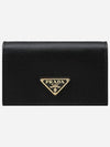 Saffiano Leather Triangle Logo Card Wallet Black - PRADA - BALAAN 2