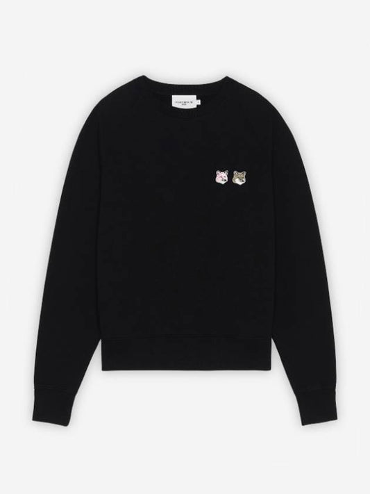 Double Fox Patch Head Sweatshirt Black - MAISON KITSUNE - BALAAN 2