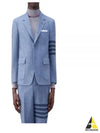 Donegal Tweed 4 Bar Single Breasted Blazer Jacket Light Blue - THOM BROWNE - BALAAN 2