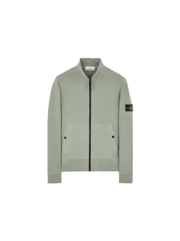 Men's Wappen Patch Cotton Zip Up Jacket Green - STONE ISLAND - BALAAN 2