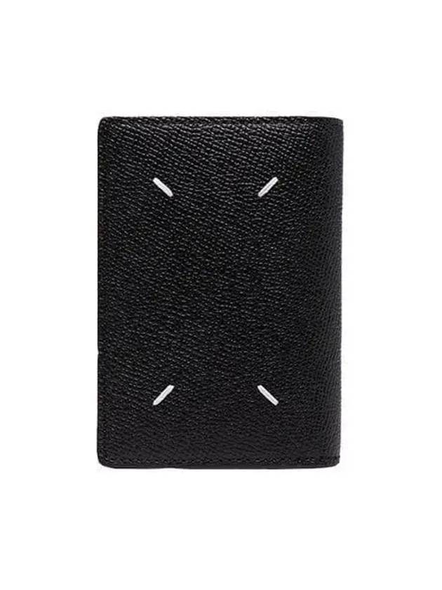 Stitched Bi-Fold Leather Card Wallet Black - MAISON MARGIELA - BALAAN 2