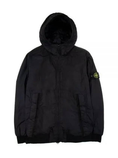 Men's Garment Dyed Crinkle Reps Recycled Nylon Primaloft TC Hooded Jacket Black - STONE ISLAND - BALAAN 2