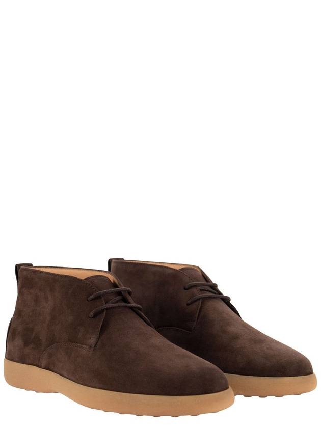 Suede Lace-Up Ankle Boots Brown - TOD'S - BALAAN 5