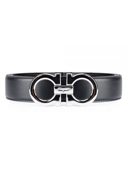 Reversible Gancini Leather Belt Black - SALVATORE FERRAGAMO - BALAAN 2