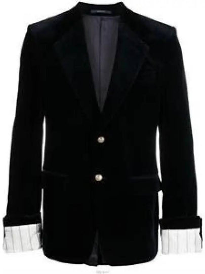 Stretch Cotton Velvet Formal Jacket Dark Blue - GUCCI - BALAAN 2