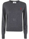 Heart Logo Crew Neck Merino Wool Knit Top Grey - AMI - BALAAN 2