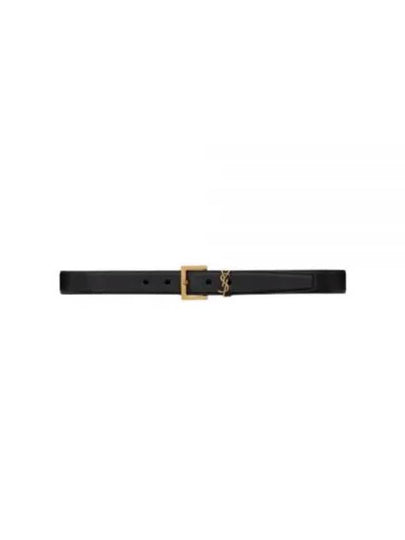 Monogram Buckle Leather Belt Black - SAINT LAURENT - BALAAN 2