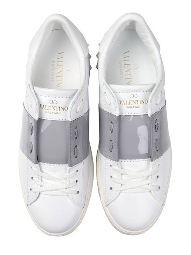 Women's Banding Open Low Top Sneakers White Grey - VALENTINO - BALAAN 2