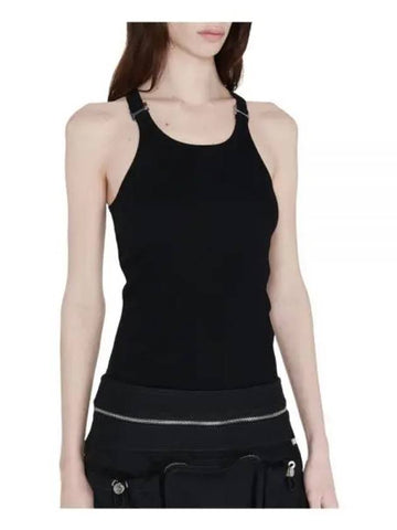 Women s E Hoop Ribbed Tank Top Black Ivory C3096R23 - DION LEE - BALAAN 1