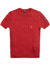 Embroidered Pony Pocket Knit Top Red - POLO RALPH LAUREN - BALAAN 1