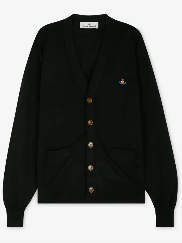 ORB Logo V-Neck Cardigan Black - VIVIENNE WESTWOOD - BALAAN 3