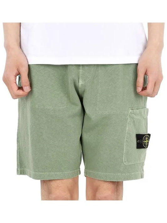 Old Treatment Cargo Bermuda Shorts Sage Green - STONE ISLAND - BALAAN.