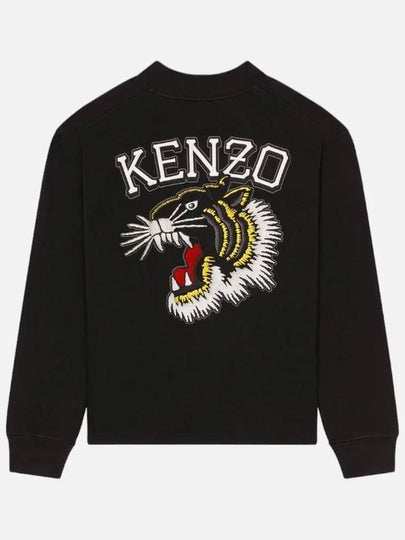 Varsity Jungle Tiger Embroidered Cotton Cardigan Black - KENZO - BALAAN 2