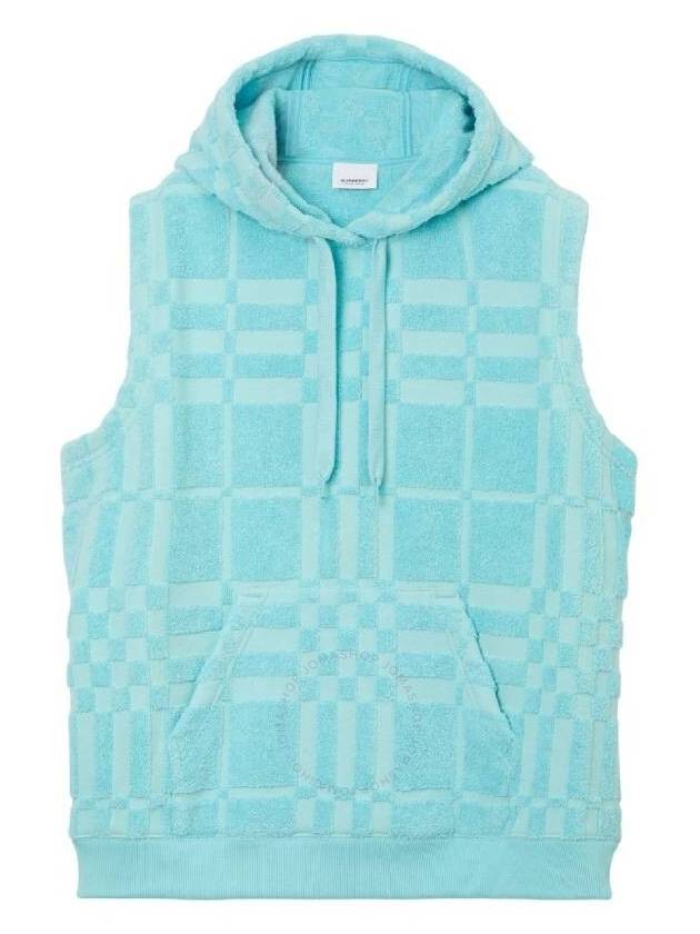 Burberry Ladies Bright Topaz Blue River Check Cotton Jacquard Hoodie Size X Small - BURBERRY - BALAAN 1