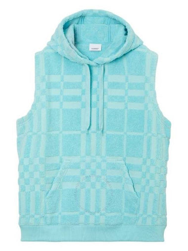 Burberry Ladies Bright Topaz Blue River Check Cotton Jacquard Hoodie Size X Small - BURBERRY - BALAAN 1