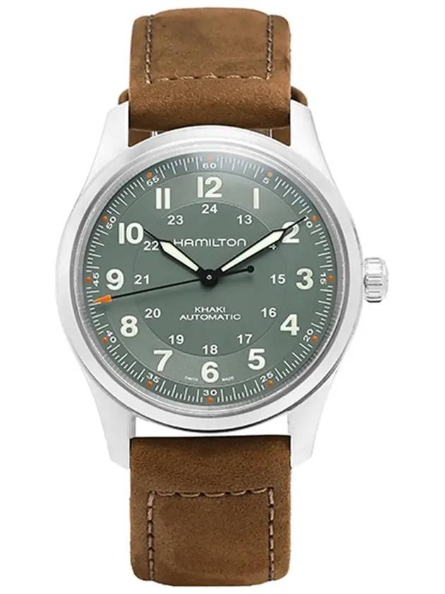 H70205860 Khaki Field Titanium Men's Leather Watch - HAMILTON - BALAAN 5