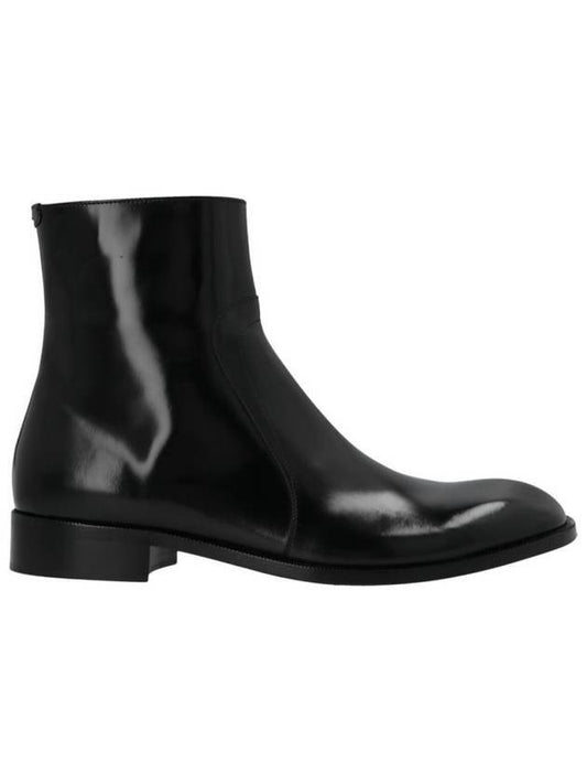 Zipper Calf Leather Ankle Boots Black - MAISON MARGIELA - BALAAN 1