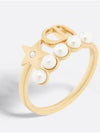 Petit CD Ring Gold Finish Metal White Resin Pearl - DIOR - BALAAN 1