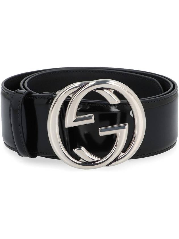 Interlocking G Buckle Leather Belt Black - GUCCI - BALAAN 3