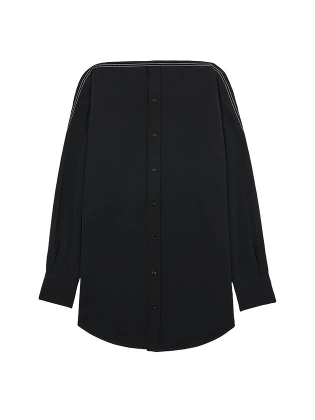 Women's Collarless Long Sleeve Shirt Black - MAISON MARGIELA - BALAAN.