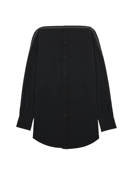 Women's Collarless Long Sleeve Shirt Black - MAISON MARGIELA - BALAAN 1