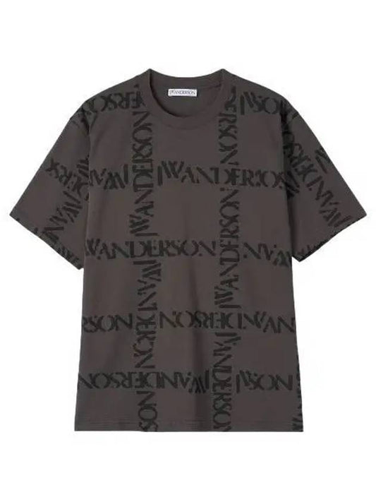 All over logo short sleeve t shirt dark gray - JW ANDERSON - BALAAN 1