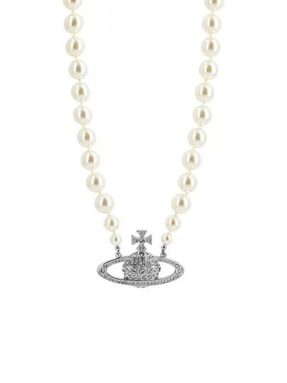 One Row Pearl Bas Relief Necklace Silver - VIVIENNE WESTWOOD - BALAAN 2