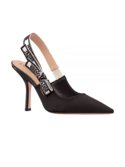 J'adior Embroidered Satin Cotton Slingback Heels Black - DIOR - BALAAN 2