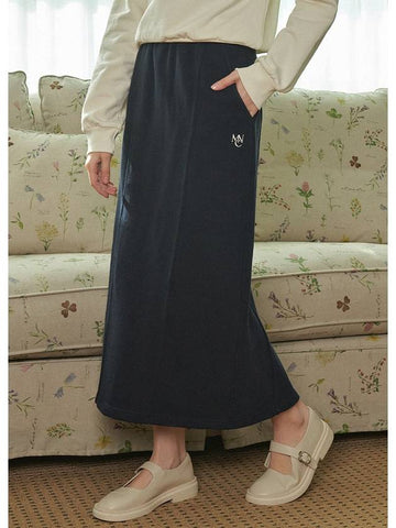 Vanilla logo line point long skirt navy - MICANE - BALAAN 1