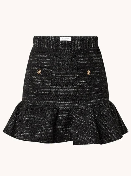 Women's Ruffle Tweed Unbalanced Skirt - SANDRO - BALAAN 2