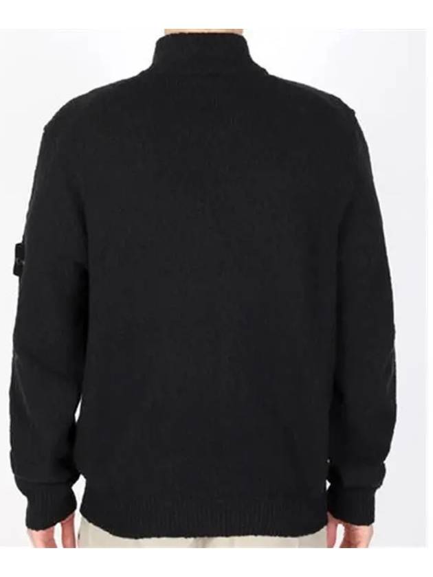 Half Zip-up Loose Fit Uneven Cotton Yarn Knit Top Black - STONE ISLAND - BALAAN 4