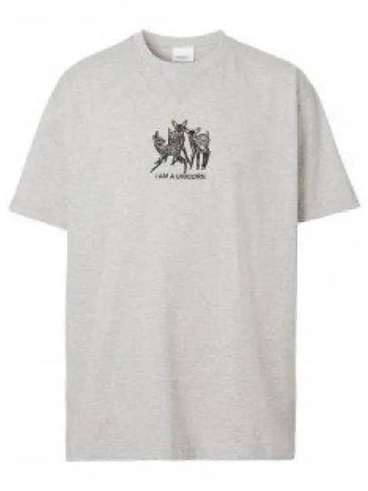 Embroidered Deer Short Sleeve T-Shirt Grey - BURBERRY - BALAAN 2