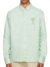 Stitch Army De Coeur Oversized Oxford Long Sleeve Shirt Green - AMI - BALAAN 2