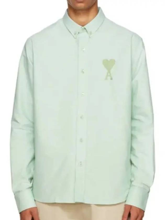 Stitch Army De Coeur Oversized Oxford Long Sleeve Shirt Green - AMI - BALAAN 2