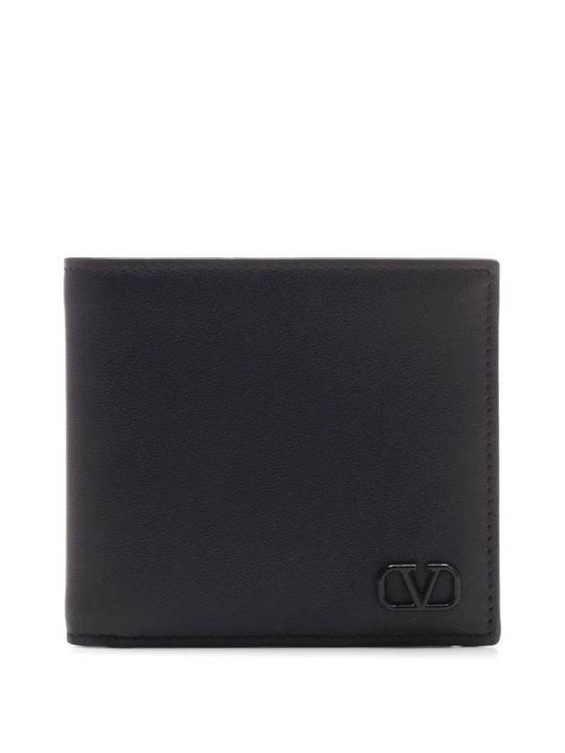 V Logo Signature Half Wallet Black - VALENTINO - BALAAN 1