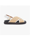 Leather Raffia Effect Fabric Fussbett Sandals Beige - MARNI - BALAAN 3