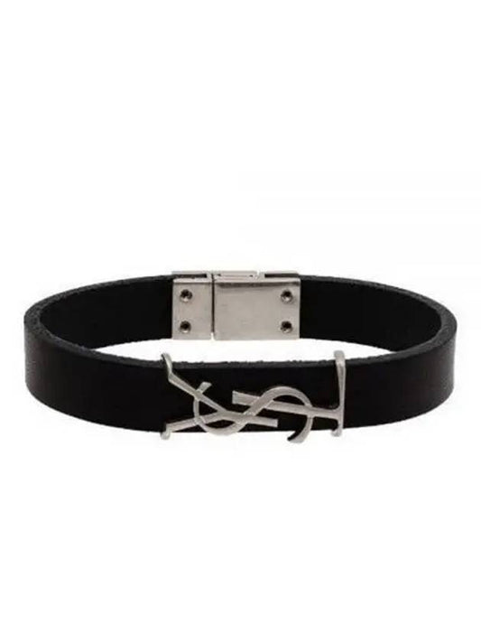 Monogram Leather Bracelet Black - SAINT LAURENT - BALAAN 2