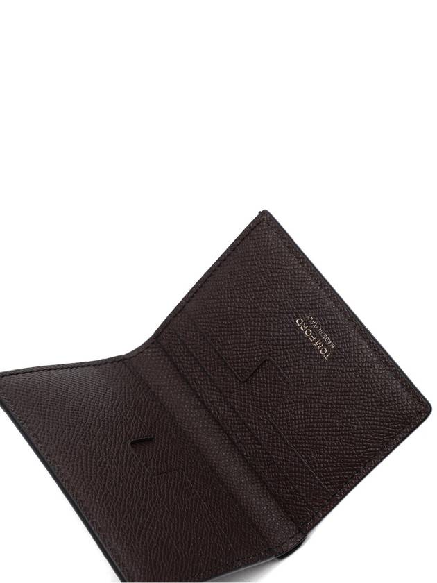 Small Grain Leather Card Wallet Brown - TOM FORD - BALAAN 7