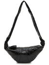 Croissant Small Linen Canvas Cross Bag Black - LEMAIRE - BALAAN.