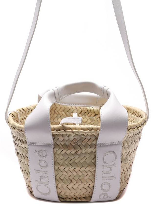 Sense Small Raffia Tote Bag Beige White - CHLOE - BALAAN 3